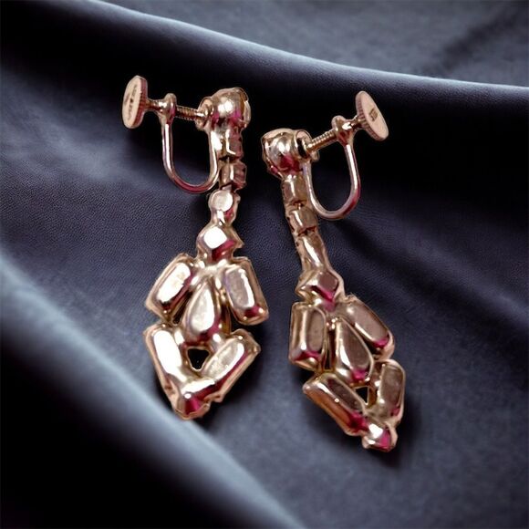 Vintage Astra Joseph Wiesner Rhinestone Dangle Screw Back Earrings EUC - Picture 2 of 7